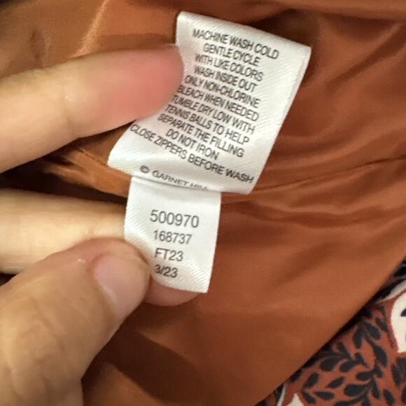 Garnet Hill Womens Large Floral Quilted Down Zip Jacket Feather Down Winter Coat - Picture 7 of 9